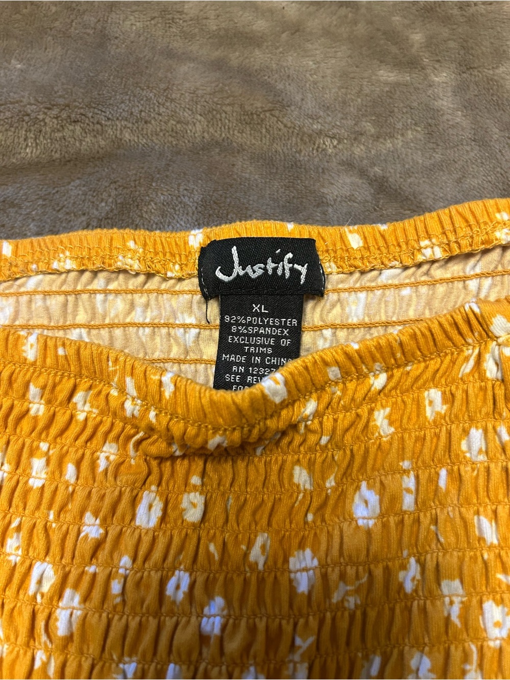 Justify Mustard Yellow White Smocked Maxi Skirt
